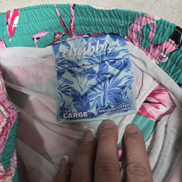 Chubbies Flamingo Print Swim Shorts - Pink & Teal - Picture 3 of 3
